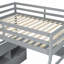 Lit mezzanine en bois avec 7 tiroirs, 2 tablettes et bureau-195696513-195696516