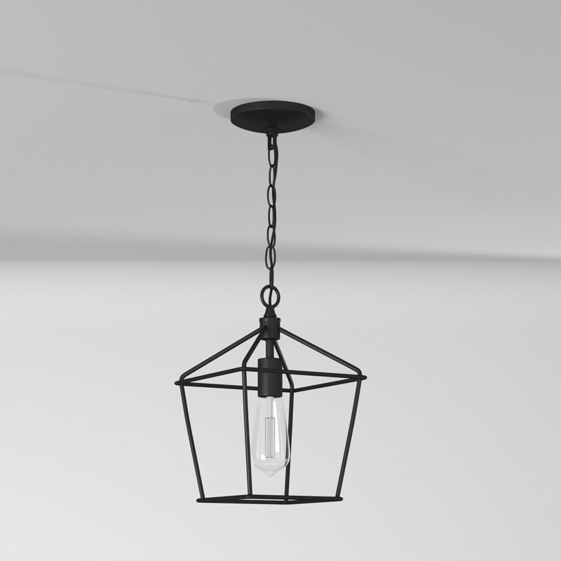 Luminaire suspendu carré à 1 lumière Ochoa, Noir, H 13 po x l 10 po x p 10 po
