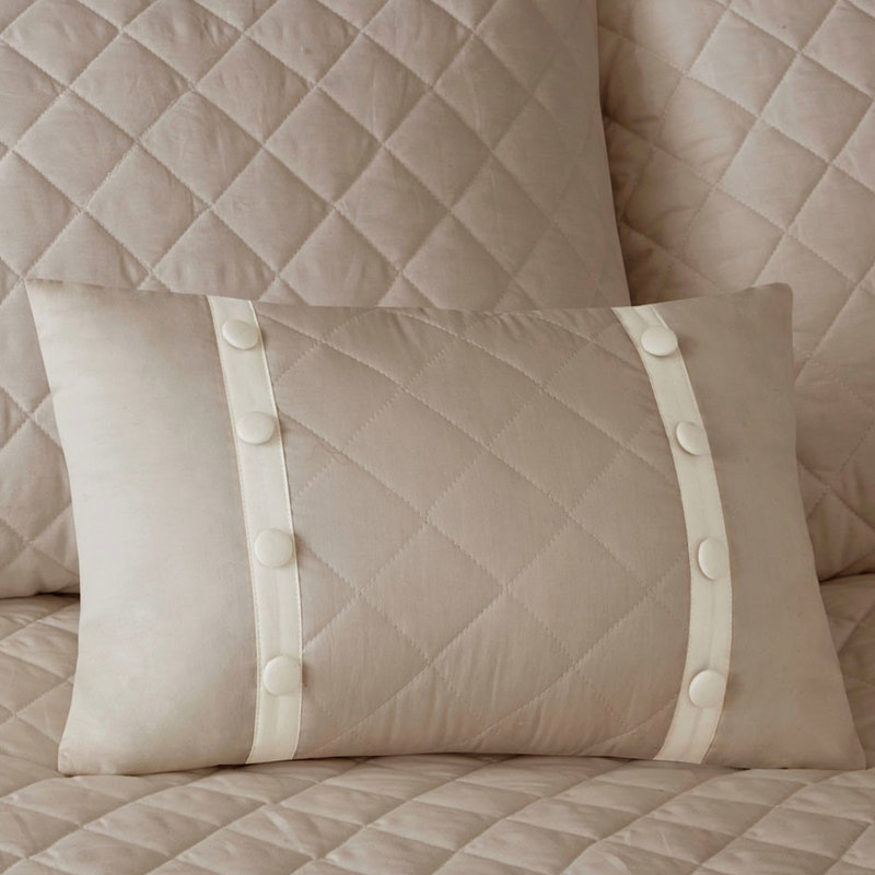 Ensemble de couvre-lit 4 pièces en coton kaki pour grand avec taies décoratives et oreiller