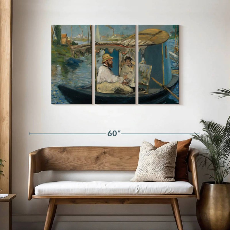 Leisha Claude Monet dans son bateau-atelier, H 28 po x l 45 po