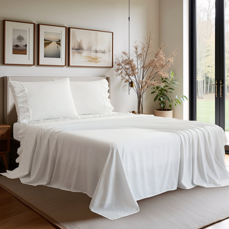 Romantic Lace Ruffle King Sheet Set, King