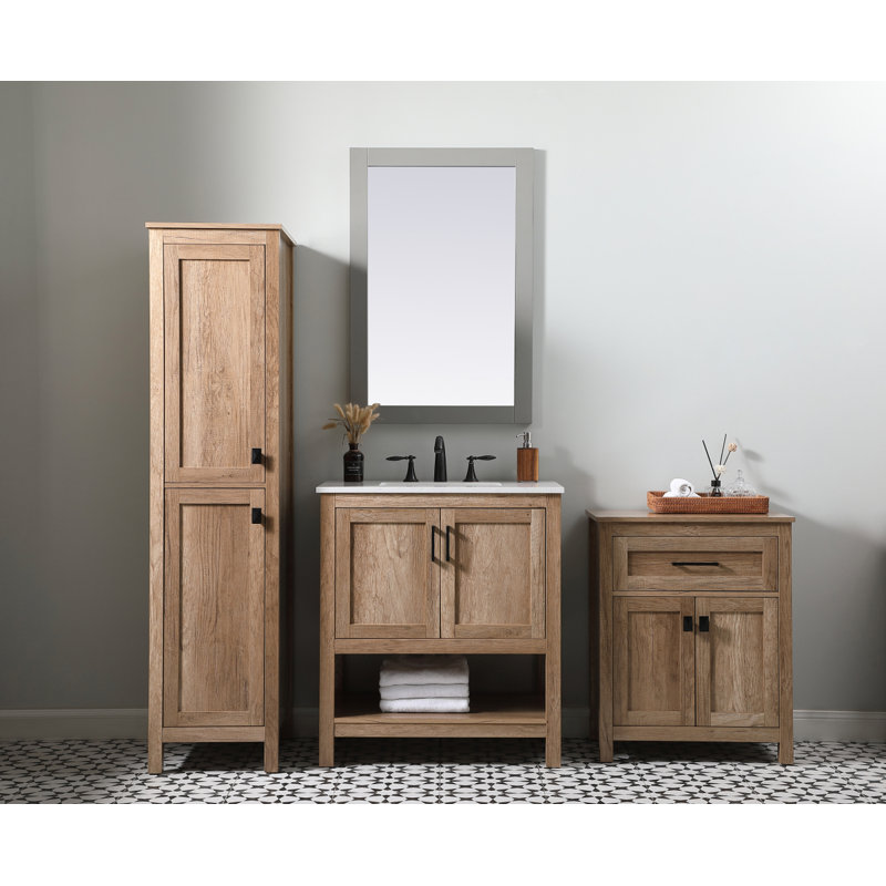 Martirio Bathroom Cabinet, Natural Oak/Matte Black
