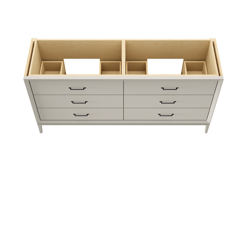 Alexandra Double Drawer Bath Vanity, Vintage Taupe, Matte Black, 72"