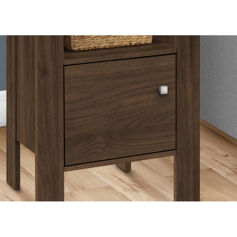 Mattews Accent Table, Side, End, Nightstand, Lamp, Storage, Living Room, Bedroom, Laminate, Walnut