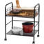 Chariot de rangement à 2 niveaux avec roulettes verrouillables, support polyvalent pour station de café, garde-manger, bar personnel et service (brun rustique)