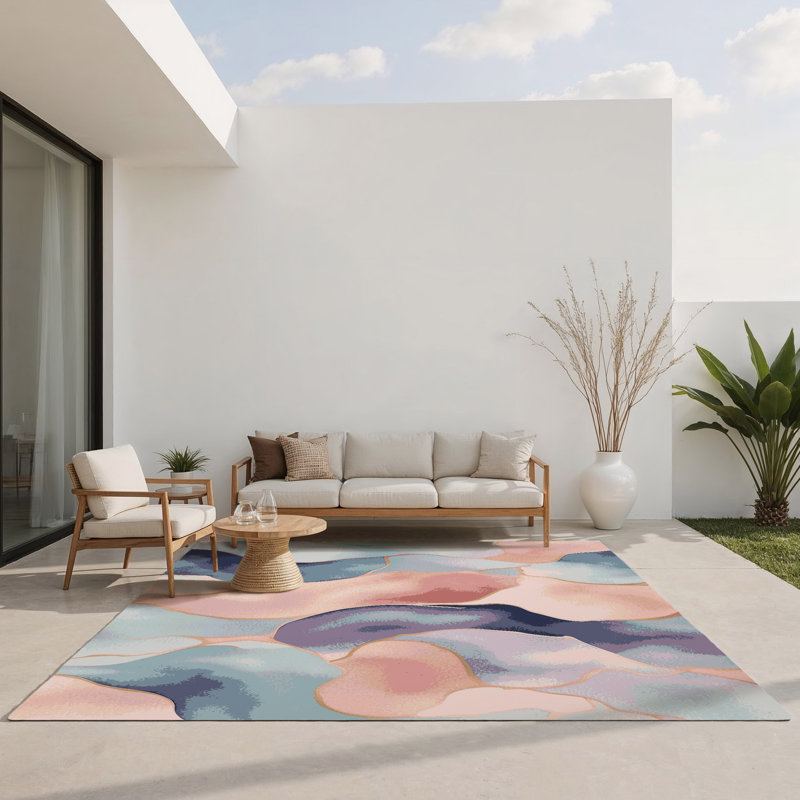 Tapis intérieur et extérieur Rosewater Drift, Rectangle 1 pi 6 po x 2 pi 6 po
