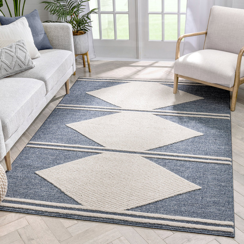 Well Woven Harlow Briar Tribal Geometric Abstract Light Blue Looped Pile Rug, Rectangle 120 x 160cm