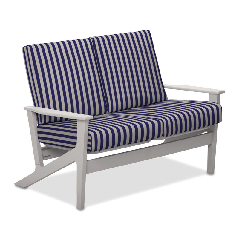 Chrisa 51.5'' Wide Loveseat with Cushions, Blue/White, Textured Snow