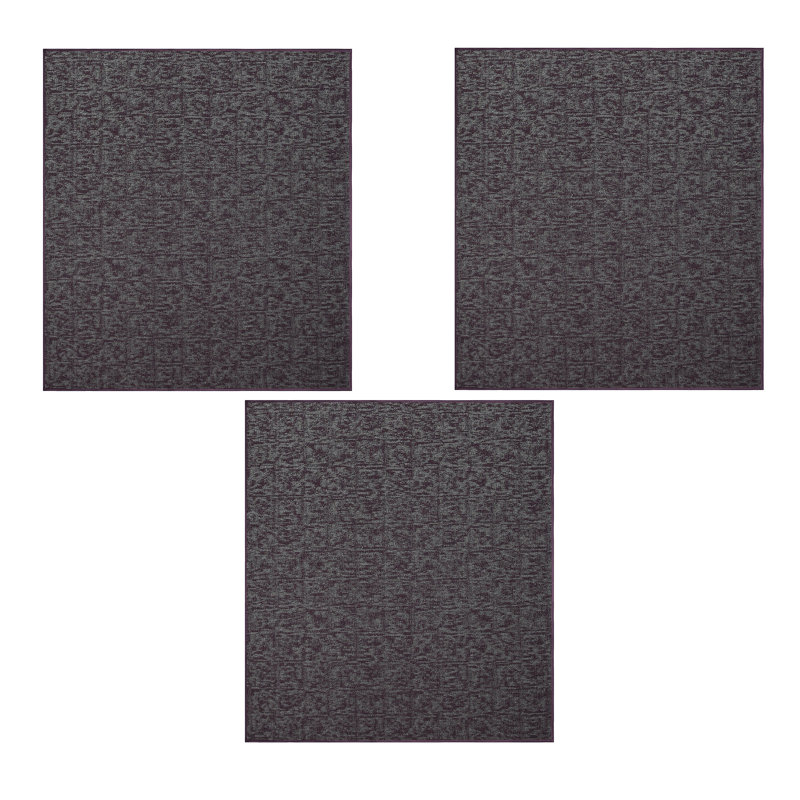Ensemble de tapis intérieur / extérieur en nylon touffeté à la machine géométrique mauve, Carré 2 pi