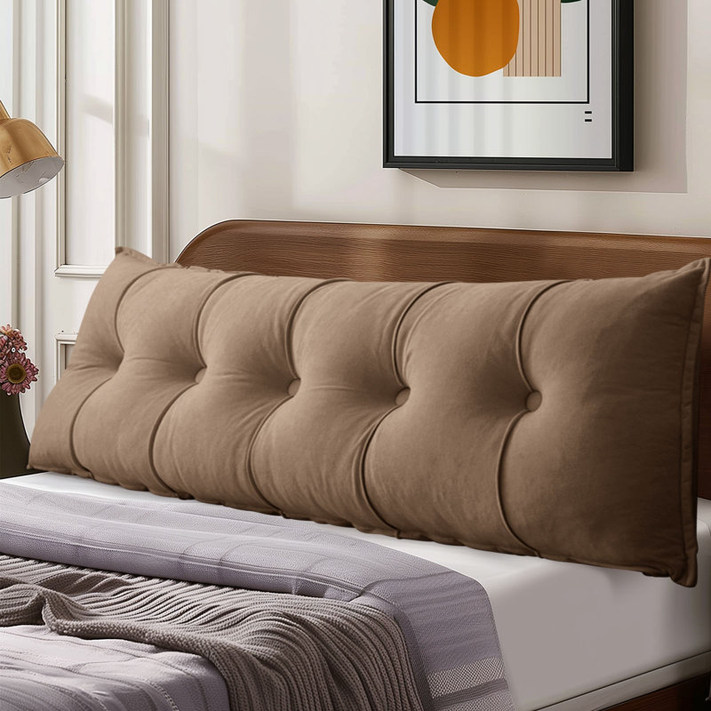  Coussin à boutons, Brun, H 17,7 po x l 59 po