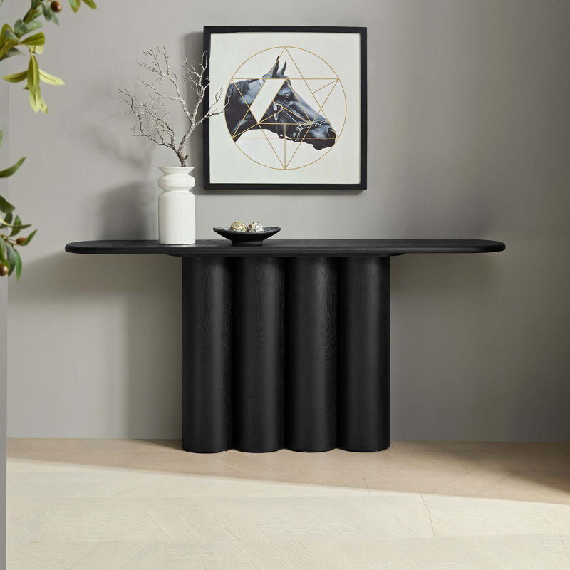Console moderne avec des pieds cylindriques uniques, Black