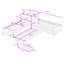 Lit plateforme tapissier simple à 2 tiroirs en L avec lit gigogne et bureau-992774218