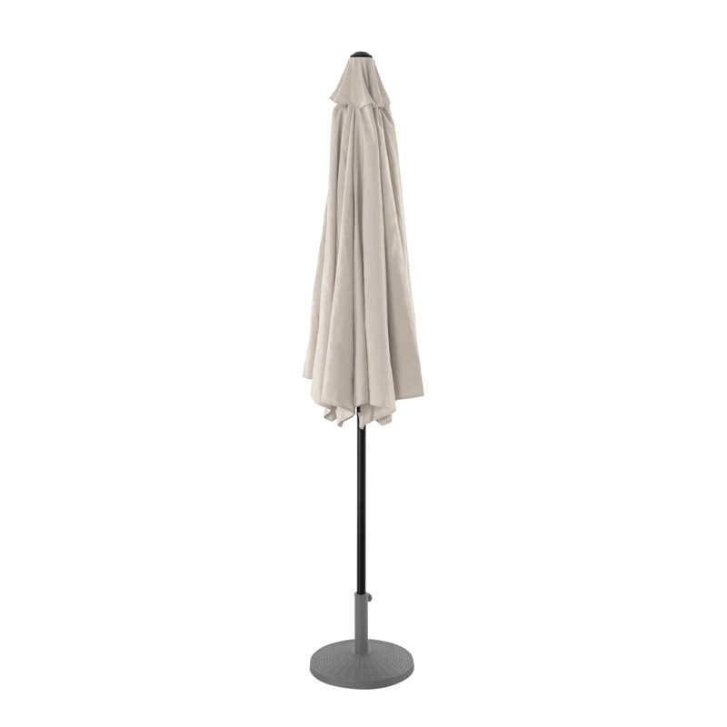 Parasol de patio extérieur beige 10 pi avec manivelle et inclinaison à bouton-poussoir, Beige