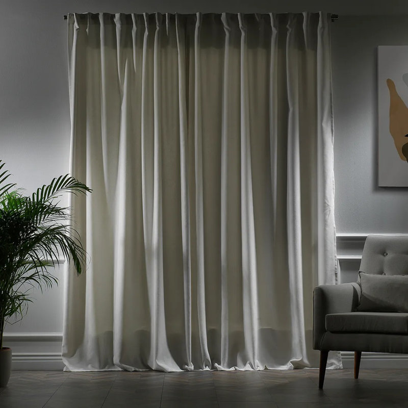 Extra Long & Extra Wide Decorative Curtain Single Panel, 140cm Width x 245cm Drop, Off-White