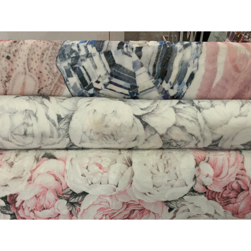 Tapis lavable Peony Passion, Noir blanc, Rectangulaire 8 pi x 10 pi
