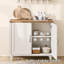 Buffet Corretta avec portes vitrées et étagères, meuble de rangement avec caisson en bois, blanc, 34 po-149970553