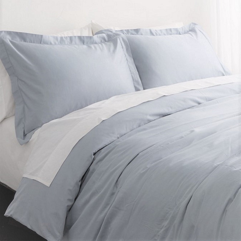 Austri Sateen Duvet Cover, Light Blue, Queen Duvet Cover + 2 Standard Shams