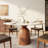 5Pcs Kitchen Dining Table Set Farmhouse Round Pedestal (1 Table 4 Upholstered Chairs)-1951025760-1951168870