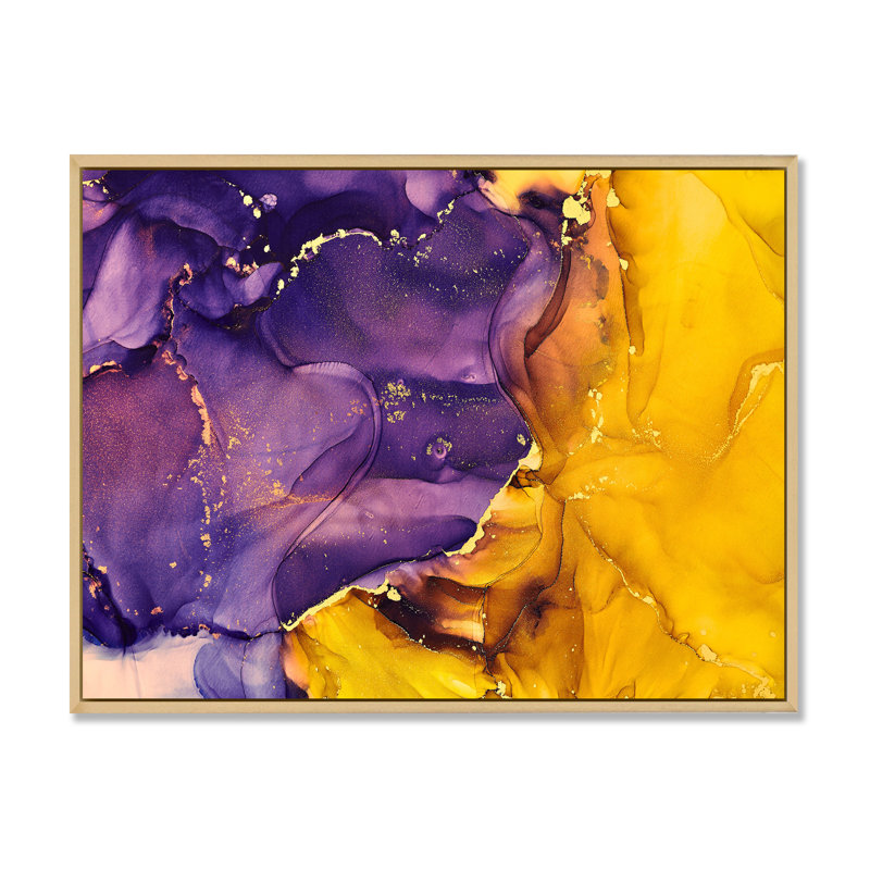 «Mauve et or», impression sur toile, Cadre flottant en érable, H 30 po x l 40 po