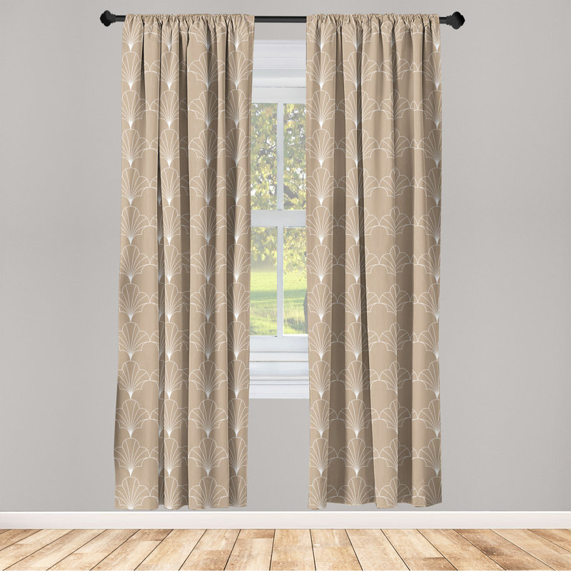 Paire de rideaux semi-transparents en microfibre Toupin, L 56 po x L 63 po, Brun pâle / blanc