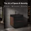 Meuble-lavabo mural 24 po, tiroirs noirs doux, lavabo à quartz noir mat, 2 tiroirs-130188963