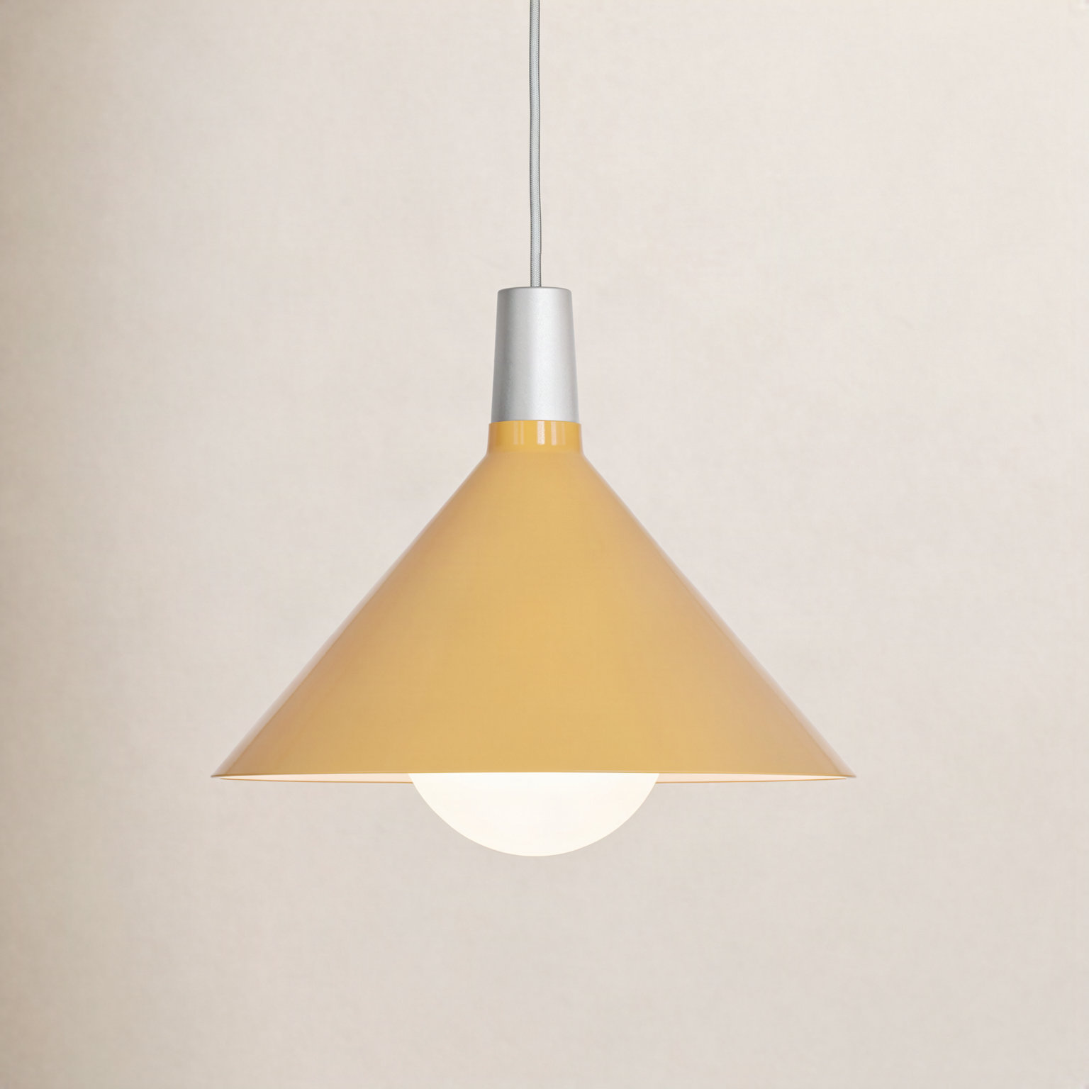 Bower Single Light Aluminium Dimmable Pendant, Yellow
