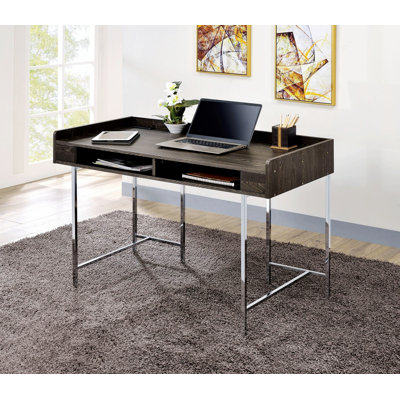 Contemporary Computer Desk With Wood And Steel Construction