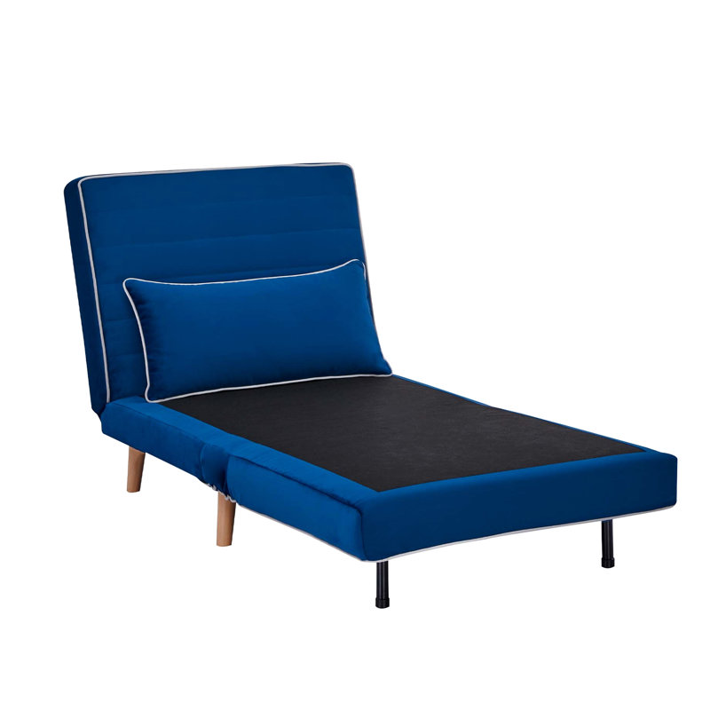 Modern, Blue, Foldable Sleeper Chair, 3 Adjustable, 10 Bed Transformation, Space, Renters' Use Blue With Velvet Upholstery, Converts In 10 Secs, Space For Dorms And Students