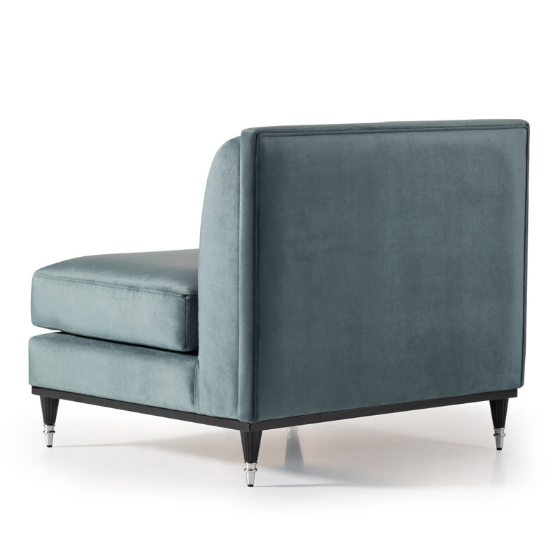 La Francaise 39'' Wide Slipper Chair, Teal Blue Velvet