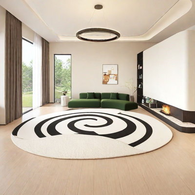 Olive green semicircle with curved sofa