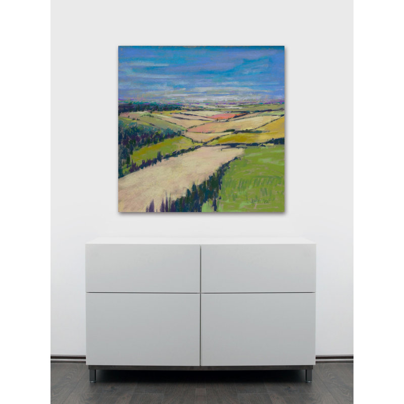 Patchwork Fields XII Green and Blue Landscape Canvas Print