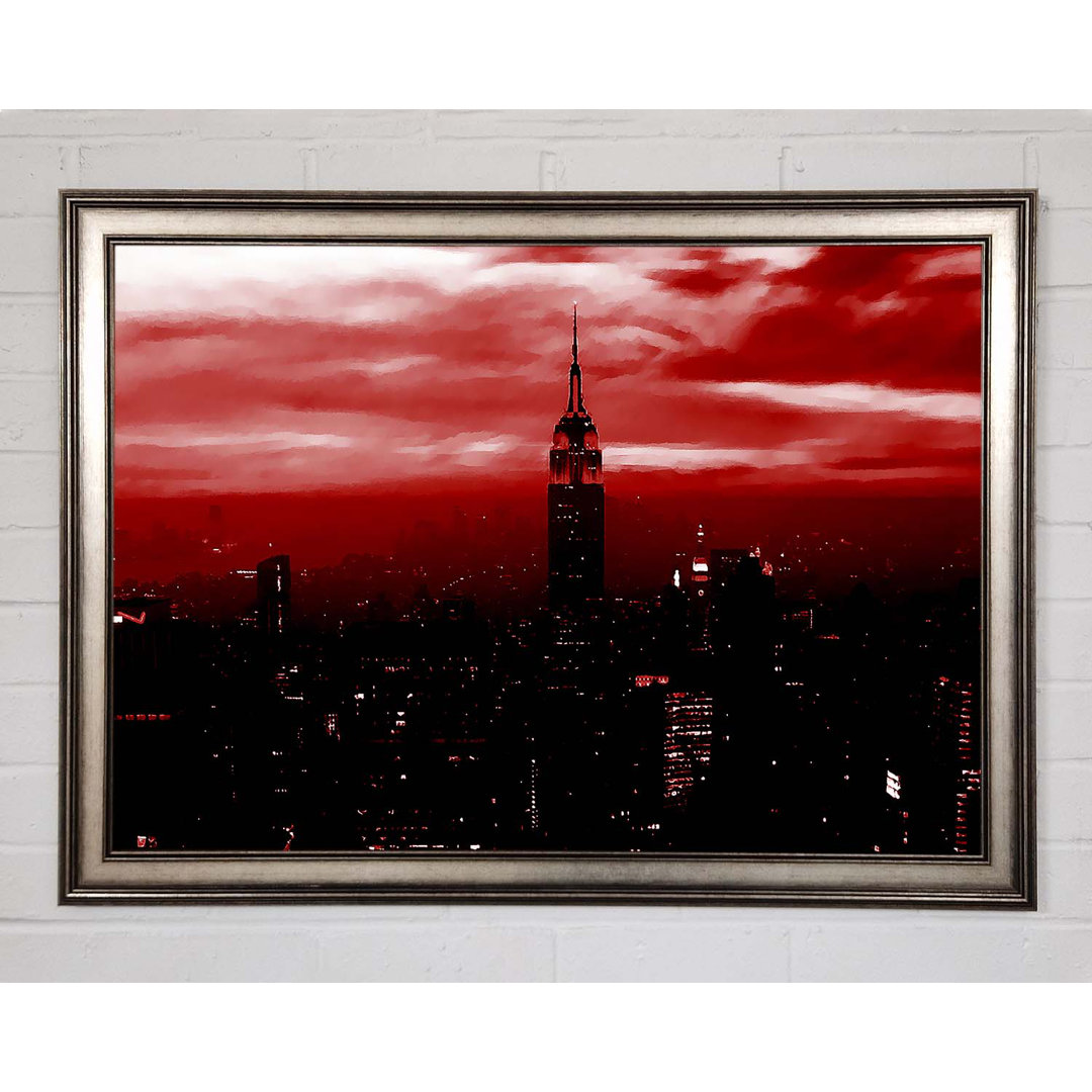 Empire State Building Rotes Glühen - Einzelner Bilderrahmen Kunstdrucke