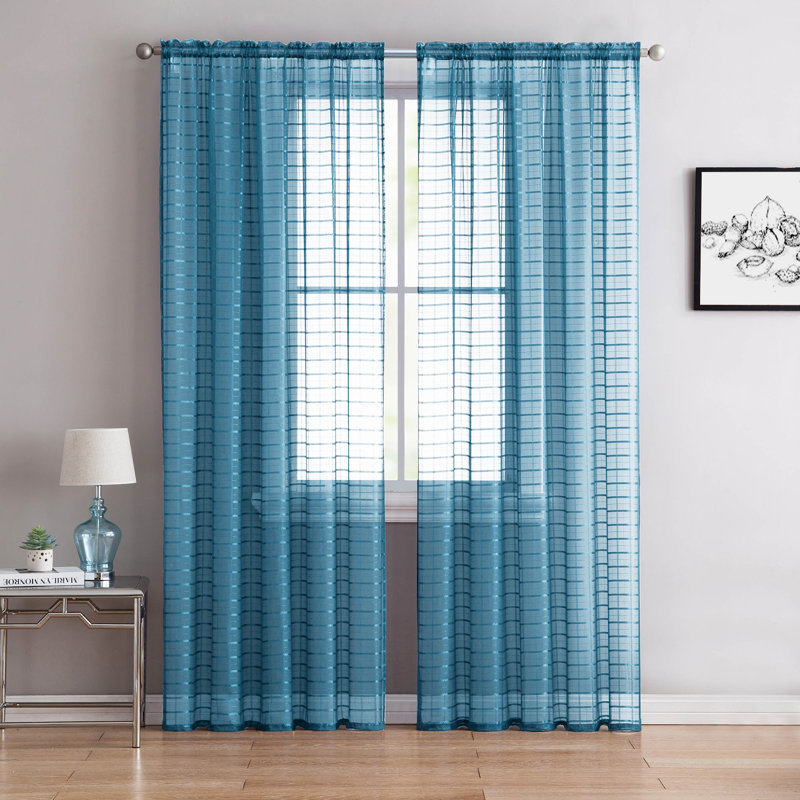 Meryn Sheer Curtain Pair, Teal