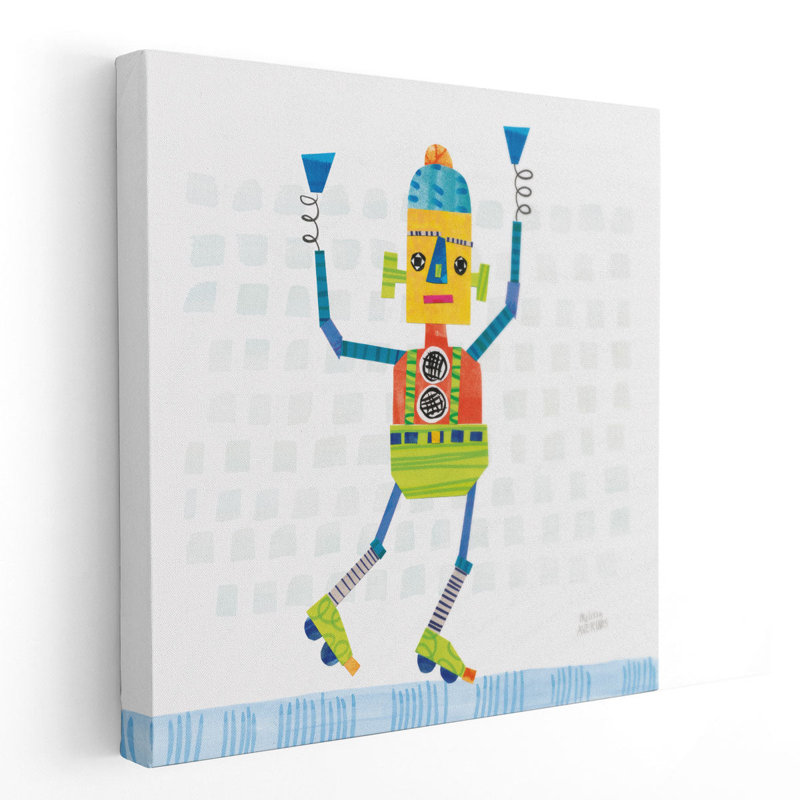 Robot Party I - reproduction d'art sur toile, H 12 po x l 12 po