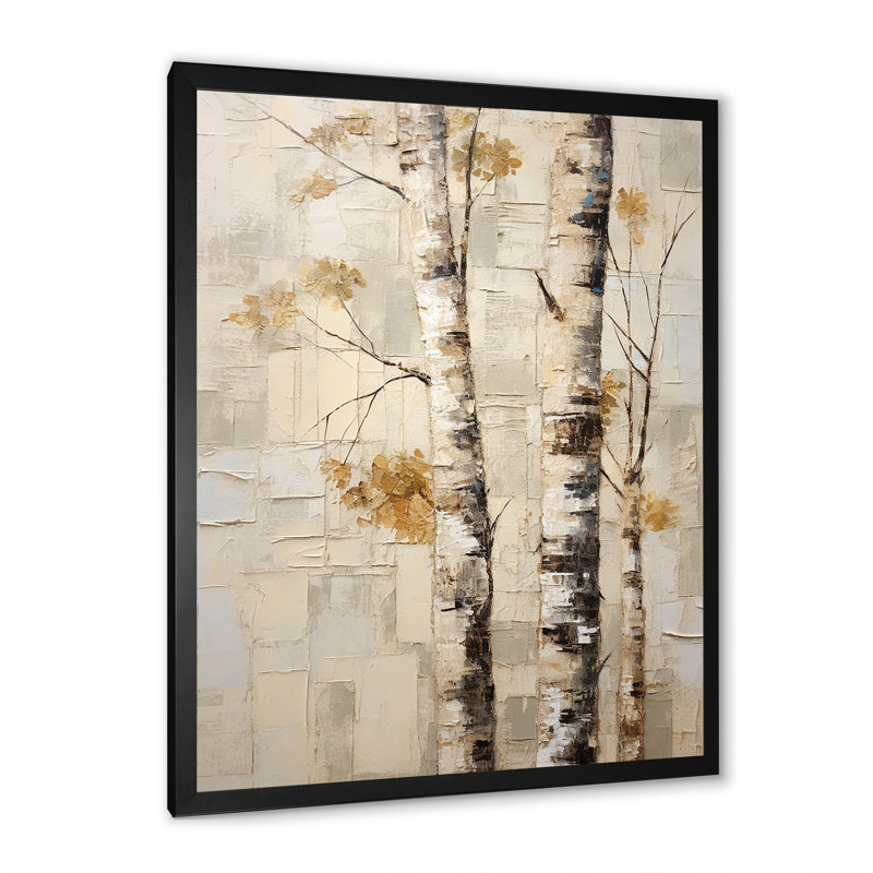 Arbre de minimalisme bouleau IV sur toile, H 20 po x l 12 po x P 1 po, Cadre photo noir simple