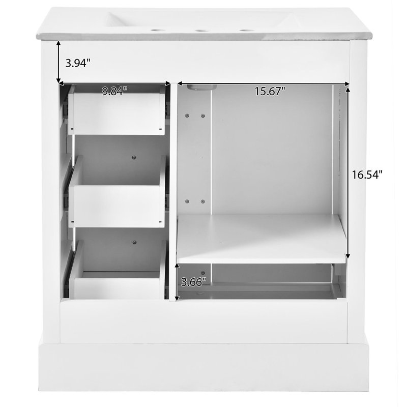 29.96'' Single Bathroom Vanity with Top, White