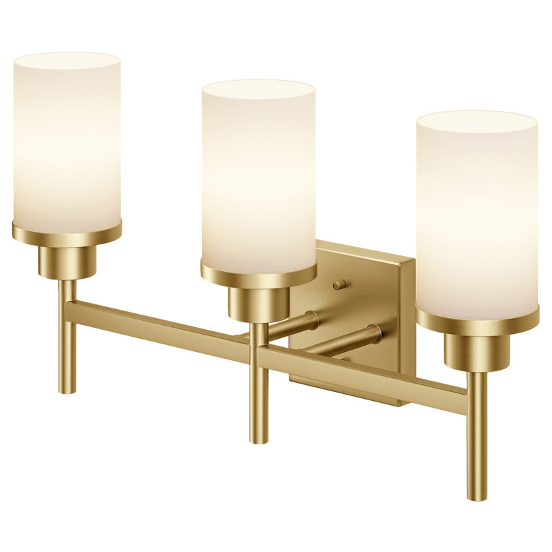 3-Light Bathroom Vanity Lighting, Brushed Gold
