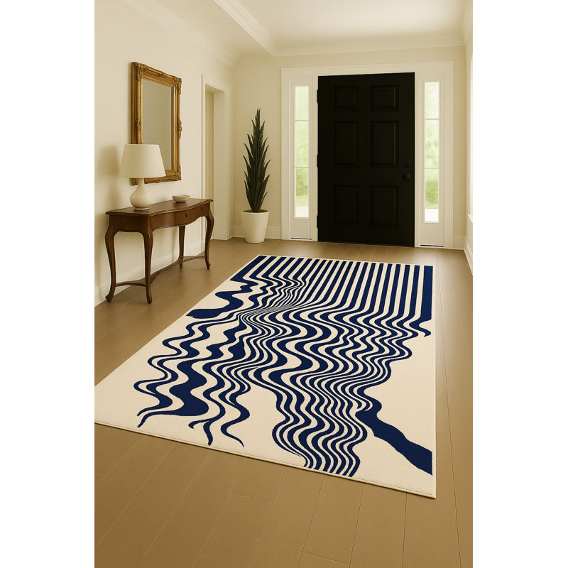 Tapis vert tissé à rayures Mosso, 2' x 2'11"