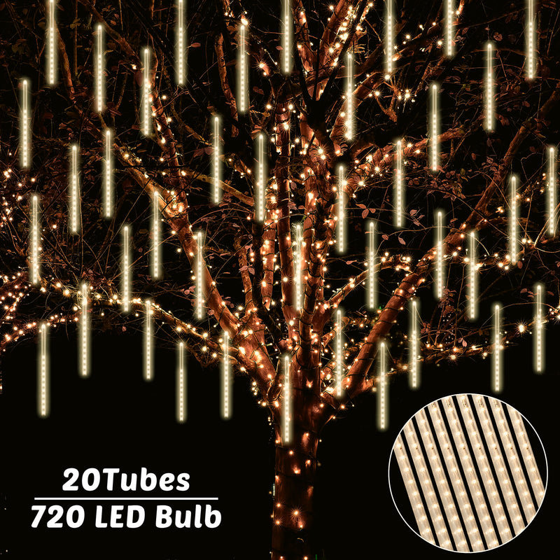 20 lumières solaires de Noël météoriques PCS
