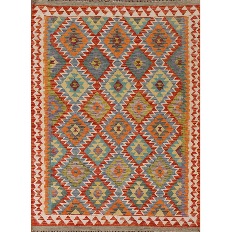 Reversible Wool Kilim Oriental Area Rug 5x6