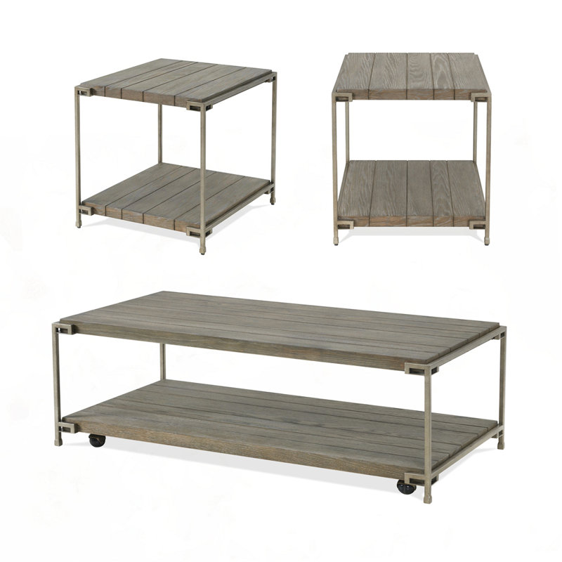 Ensemble de 3 tables basses et 2 tables de bout à structure en métal 3 pièces