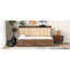 Lit de jour en bois avec tablettes de rangement rembourrées, ports USB et 2 tiroirs-106847947
