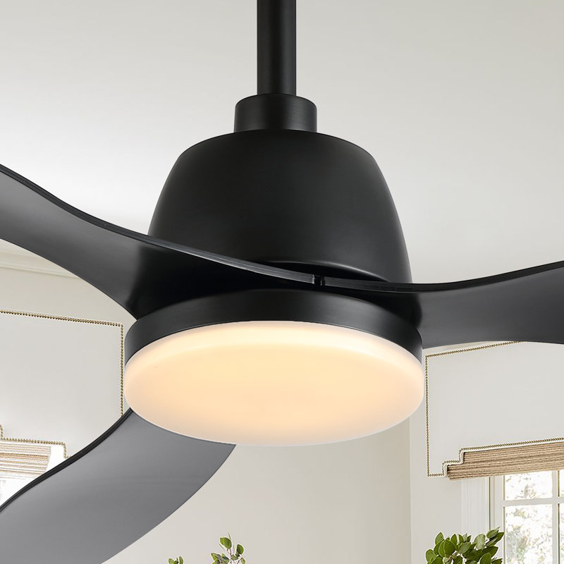 Ventilateur de plafond 52 po à 3 pales DEL avec télécommande et ensemble d'éclairage inclus Clarra, Noir