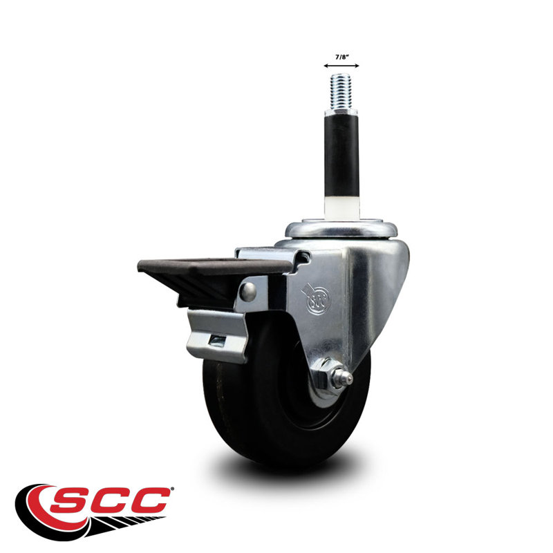 Phenolic Swivel Expanding Stem Caster with Brake SCC PLB 3-1/2" x 7/8"