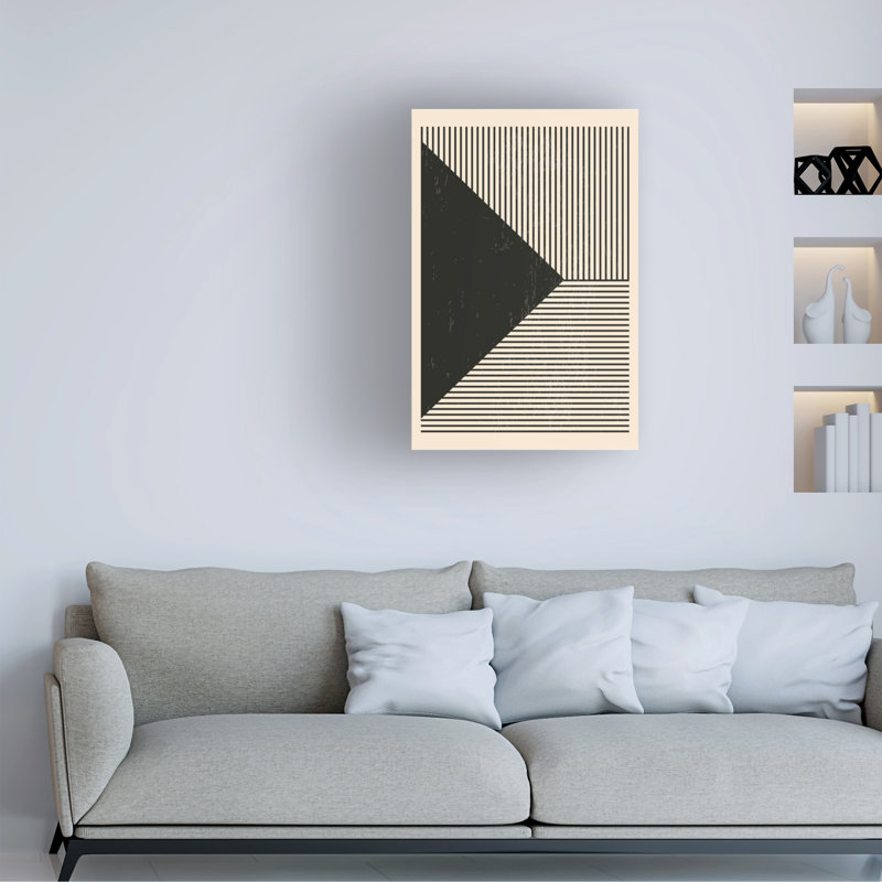 Rouleau bolognais, lignes noires et blanches, série 2 sur toile, 47" H x 30" W x 2" D