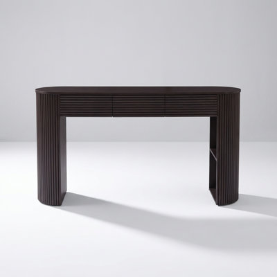 Retro Console Table with Storage featuring Three Drawers and a Table-Leg Display Niche