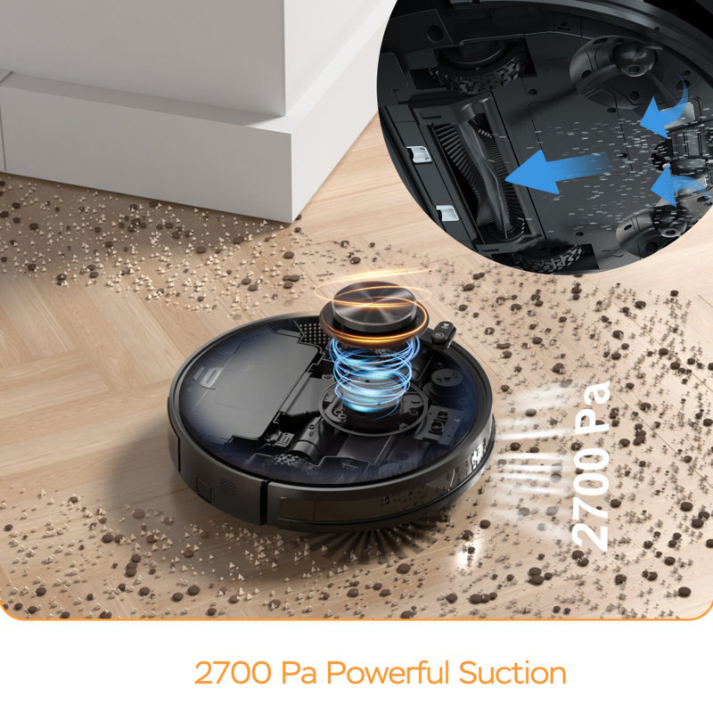 Robot Vacuum And Mop Cleaner With Lds Navigation, Wi-Fi App Control, Selective Room Cleaning, 2700Pa Max Suction, Ideal For Pets And Large Homes