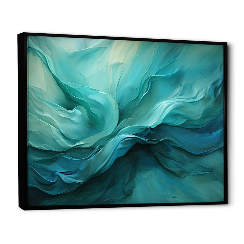 Turquoise Tranquillity V - Print, 24" H x 32" W, Floater Framed Print, Black
