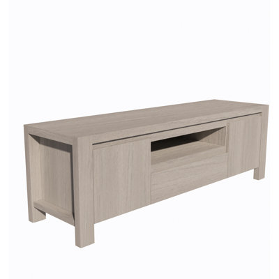 Meuble télé 63 po avec portes et armoire, meuble audio-vidéo Farmhouse, meuble télé pour téléviseur de 70 po ou moins, console de télévision pour salon, chambre à coucher, couleur naturelle