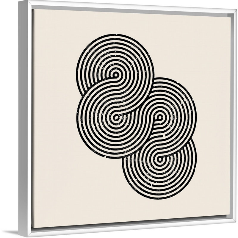 RetroGeo - Swirls II - reproduction sur toile, Cadre flottant blanc, H 18 po x l 18 po x P 1,75 po